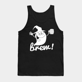 Brew! - Halloween Ghost Holding a Beer Tank Top